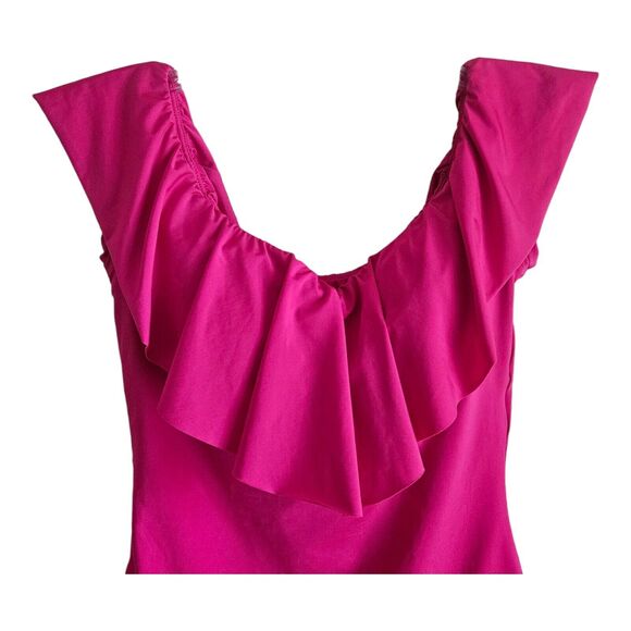 TRINA TURK Women's Size 8 Monaco Ruffle 1 Piece Swimsuit Fuchsia Pink - Picture 3 of 9